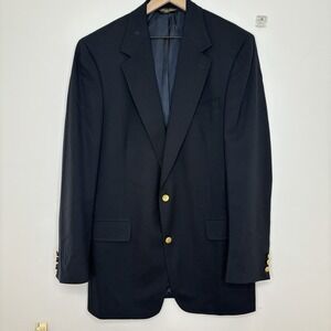 Brooks Brothers Blazer 42 XL Navy Blue‎ Brooksease Gold Buttons Wool Craft Fabic